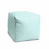 17" Cool Pale Aqua Solid Color Indoor Outdoor Pouf Ottoman