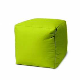 17" Lime Green Canvas Cube Outdoor Pouf Ottoman