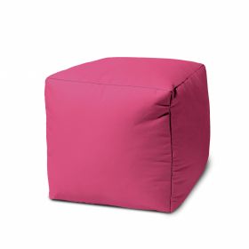 17" Cool Bright Hot Pink Solid Color Indoor Outdoor Pouf Ottoman