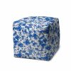 17" Blue and White Polyester Cube Abstract Outdoor Pouf Ottoman