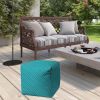 17" Turquoise Polyester Cube Polka Dots Indoor Outdoor Pouf Ottoman