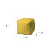 17" Yellow Polyester Cube Polka Dots Indoor Outdoor Pouf Ottoman