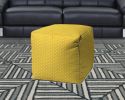 17" Yellow Polyester Cube Polka Dots Indoor Outdoor Pouf Ottoman