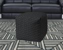 17" Black Polyester Cube Polka Dots Indoor Outdoor Pouf Ottoman