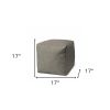 17" Taupe Polyester Cube Indoor Outdoor Pouf Ottoman