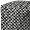 17" Black And White Polyester Cube Geometric Indoor Outdoor Pouf Ottoman