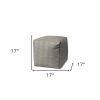 17" Taupe Polyester Cube Geometric Indoor Outdoor Pouf Ottoman