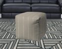 17" Taupe Polyester Cube Striped Indoor Outdoor Pouf Ottoman