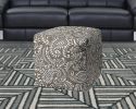 17" Taupe Polyester Cube Paisley Indoor Outdoor Pouf Ottoman