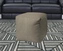 17" Taupe Polyester Cube Polka Dots Indoor Outdoor Pouf Ottoman