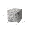 17" Gray Polyester Cube Indoor Outdoor Pouf Ottoman