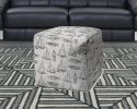 17" Gray Polyester Cube Indoor Outdoor Pouf Ottoman