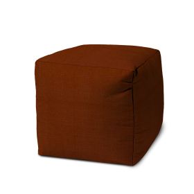 17" Orange Polyester Cube Indoor Outdoor Pouf Ottoman