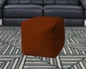 17" Orange Polyester Cube Indoor Outdoor Pouf Ottoman