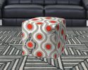 17" Gray Polyester Cube Geometric Indoor Outdoor Pouf Ottoman