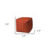 17" Orange Polyester Cube Striped Indoor Outdoor Pouf Ottoman