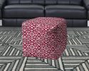 17" Pink Polyester Cube Indoor Outdoor Pouf Ottoman