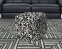 17" Black Polyester Cube Geometric Indoor Outdoor Pouf Ottoman