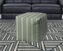 17" Green Polyester Cube Striped Indoor Outdoor Pouf Ottoman