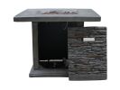 Outdoor Grey Stone Fire Pit with Lava Rocks