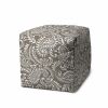 17" Taupe Cube Paisley Indoor Outdoor Pouf Cover