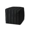 17" Black Cube Striped Indoor Outdoor Pouf Cover