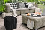 17" Black Cube Striped Indoor Outdoor Pouf Cover