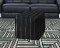 17" Black Cube Striped Indoor Outdoor Pouf Cover