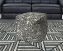 17" Gray Cube Paisley Indoor Outdoor Pouf Cover