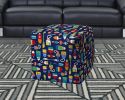 17" Blue Cube Indoor Outdoor Pouf Cover