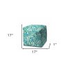 17" Turquoise Cube Indoor Outdoor Pouf Cover