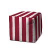 17" Pink And White Cube Striped Indoor Outdoor Pouf Cover