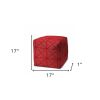 17" Red Cube Geometric Indoor Outdoor Pouf Cover