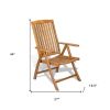 27" Brown Solid Wood Indoor Outdoor Arm Chair