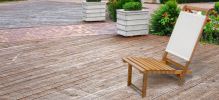 15" Brown and Natural Wood Solid Wood Outdoor Deck Chair