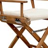 Ivory And Brown Solid Wood Director Chair With Ivory Cushion