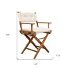 Ivory And Brown Solid Wood Director Chair With Ivory Cushion