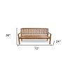 72" Teak Solid Wood Garden Bench