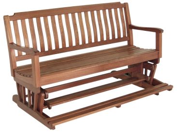 60" Brown Solid Teak Outdoor Glider Bench