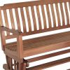 60" Brown Solid Teak Outdoor Glider Bench