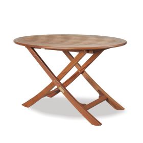 40" Brown Oval Solid Wood Folding Outdoor Side Table