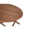 40" Brown Oval Solid Wood Folding Outdoor Side Table