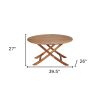 40" Brown Oval Solid Wood Folding Outdoor Side Table