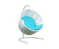 49" 1 White Metal Swing Chair With Aqua Cushion