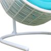 49" 1 White Metal Swing Chair With Aqua Cushion