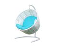 49" 1 White Metal Swing Chair With Aqua Cushion