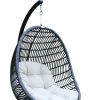 43" Beige Aluminum Outdoor Swing Chair with Beige Cushion