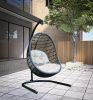 43" Beige Aluminum Outdoor Swing Chair with Beige Cushion