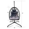 38" Slate Gray and Black Metal Indoor Outdoor Swing Chair with Slate Gray Cushion