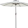 9' Beige And Navy Polyester Octagonal Tilt Market Patio Umbrella